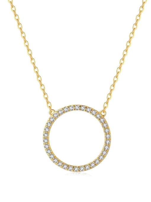 DY190225 S G WH 925 Sterling Silver Cubic Zirconia Round Dainty Necklace
