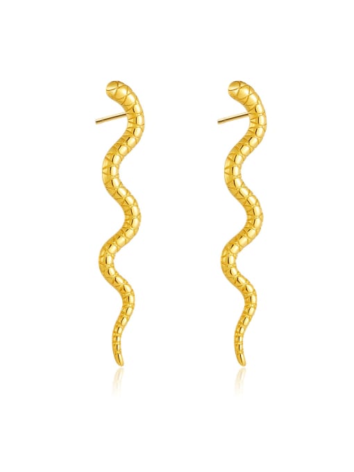 18K gold 925 Sterling Silver Snake Trend Stud Earring