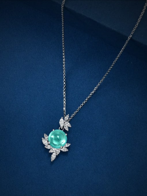 The length of the green chain  40 +3cm 925 Sterling Silver Cubic Zirconia Tree Leaf Dainty Necklace