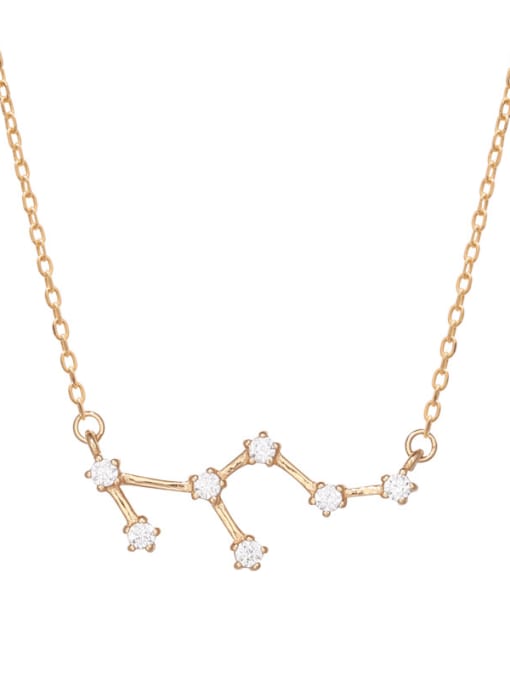 A802 Leo Gold Plated Champagne 925 Sterling Silver Cubic Zirconia Constellation Minimalist Necklace
