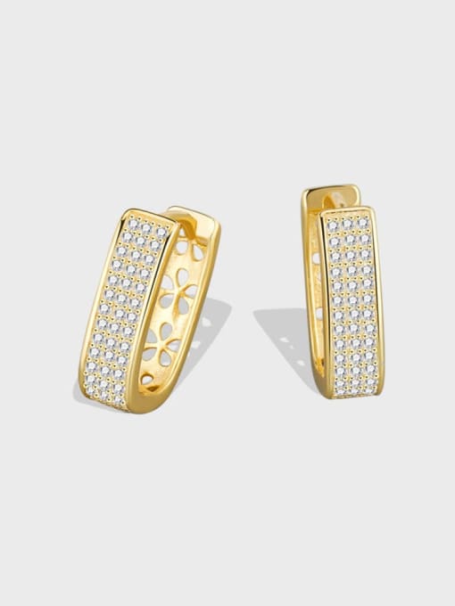 PNJ-Silver 925 Sterling Silver Cubic Zirconia Geometric Minimalist Huggie Earring 0