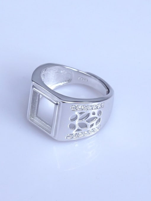 Supply 925 Sterling Silver 18K White Gold Plated Geometric Ring Setting Stone size: 8*10mm 2