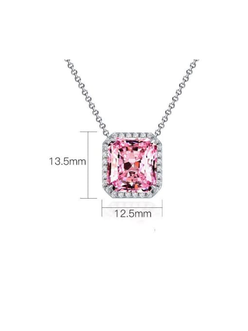 A&T Jewelry 925 Sterling Silver High Carbon Diamond Pink Geometric Luxury Necklace 2