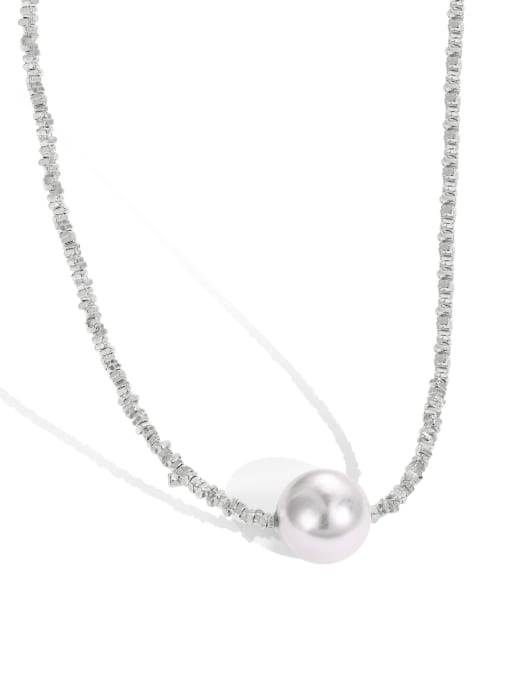 CT190001 S S WH 925 Sterling Silver Freshwater Pearl Geometric Dainty Necklace