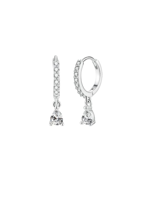 LOLUS 925 Sterling Silver Cubic Zirconia Geometric Dainty Huggie Earring 2