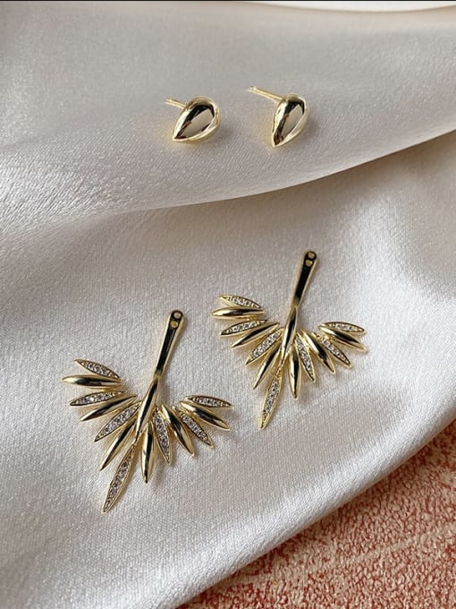 Angel Wing (one for two) Zinc Alloy Cubic Zirconia Leaf Vintage Stud Earring