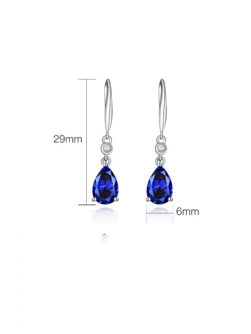 A&T Jewelry 925 Sterling Silver High Carbon Diamond Blue Water Drop Dainty Hook Earring 2