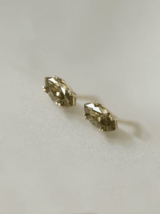 Golden+ olive green 925 Sterling Silver Cubic Zirconia Geometric Minimalist Stud Earring