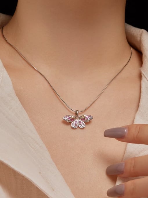 STL-Silver Jewelry 925 Sterling Silver Cubic Zirconia Butterfly Dainty Necklace 2