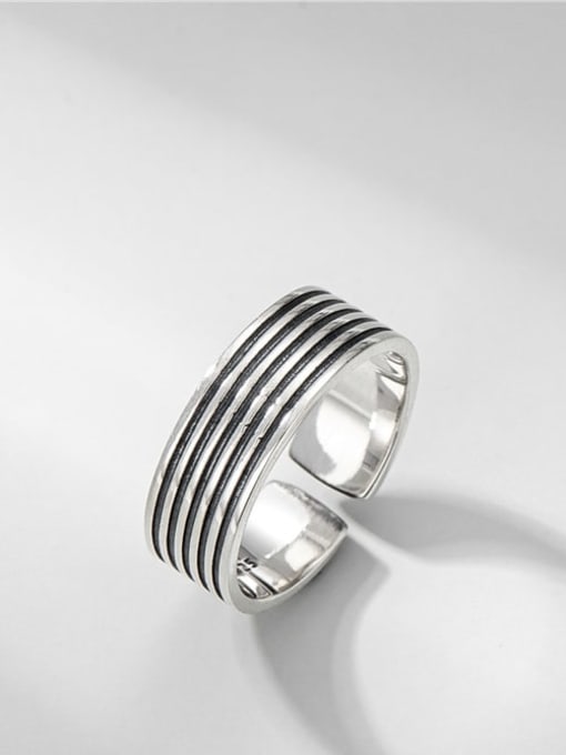 Straight line ring 925 Sterling Silver Geometric Vintage Band Ring