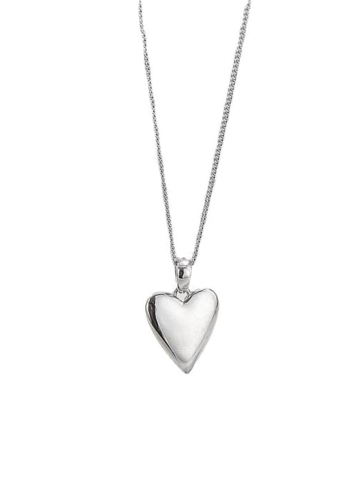 Heart Necklace 925 Sterling Silver Smooth Heart Vintage  Necklace