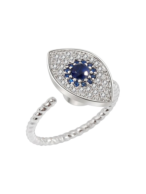 PNJ-Silver 925 Sterling Silver Cubic Zirconia Evil Eye Minimalist Rotate Band Ring 4