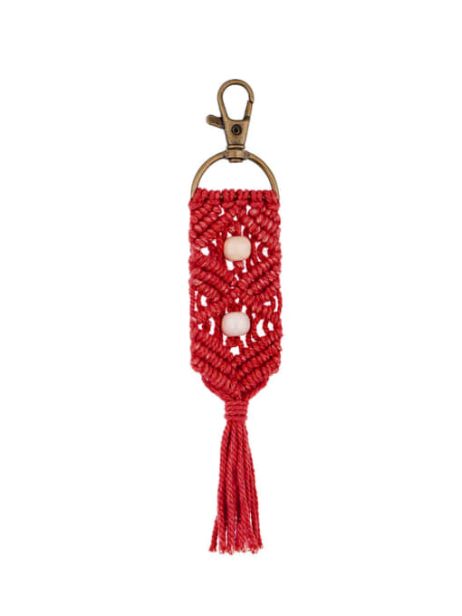 JMI Alloy Bead Cotton Rope Tassel Bohemia Hand-Woven Bag Pendant
