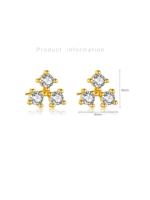 MZ- Silver 925 Sterling Silver Cubic Zirconia Geometric Dainty Stud Earring 3