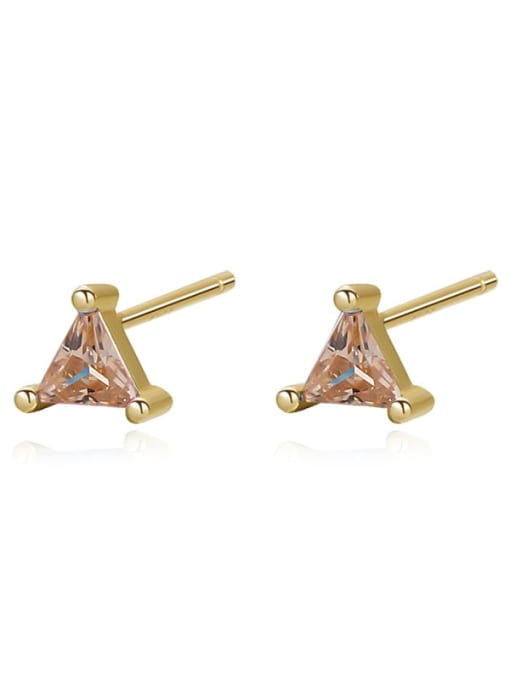 E2720 Gold+ Champagne Gold 925 Sterling Silver Cubic Zirconia Triangle Minimalist Stud Earring