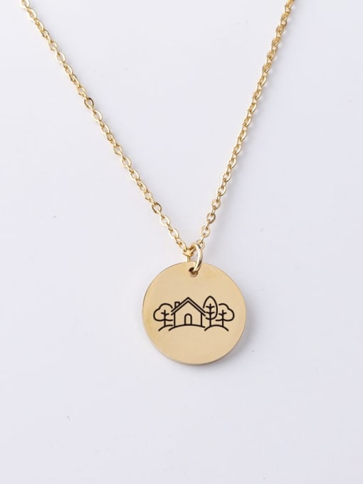 YP001 88 20MM Stainless Steel Animation House Pattern Necklace