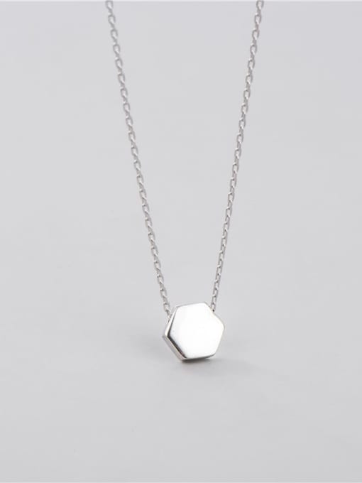 hexagon 6.9mm 925 Sterling Silver Geometric Minimalist Necklace