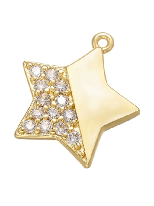 Golden semi diamond star Brass Micropaved Butterfly Five-pointed star flower lips Pendant