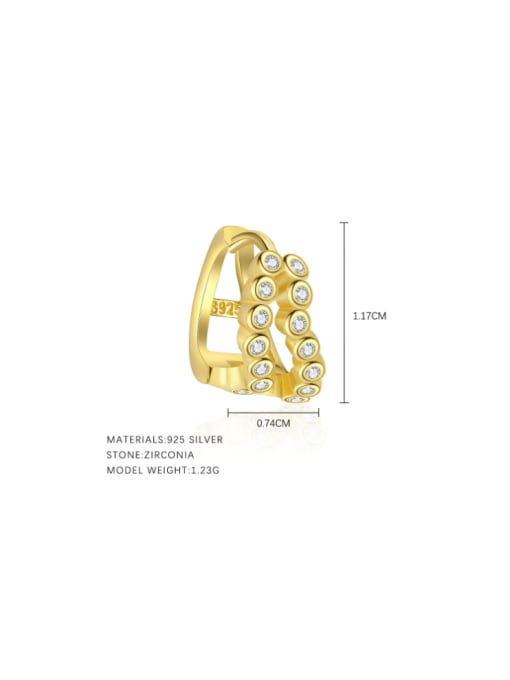 E4877 Gold Single 925 Sterling Silver Cubic Zirconia Geometric Minimalist Single Earring