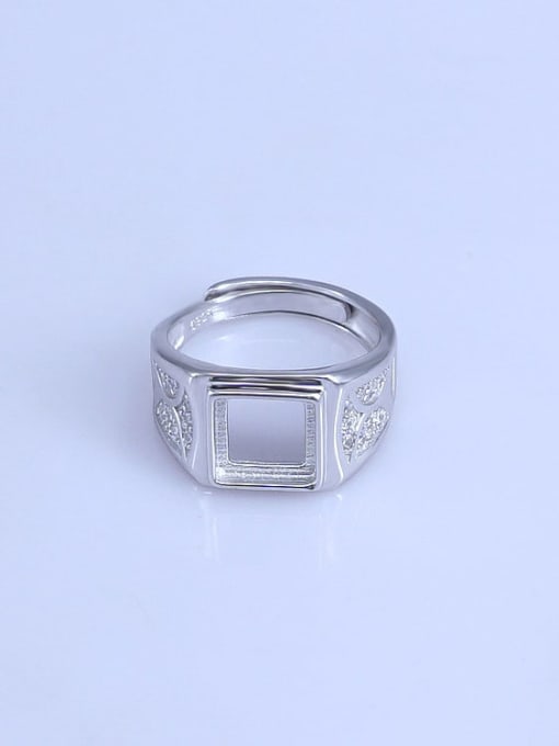 Supply 925 Sterling Silver 18K White Gold Plated Geometric Ring Setting Stone size: 8*8mm 0