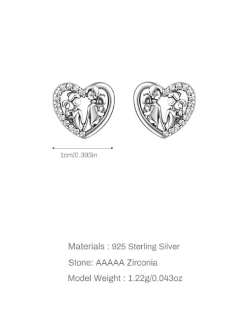 5 925 Sterling Silver Cubic Zirconia Heart Vintage Stud Earring