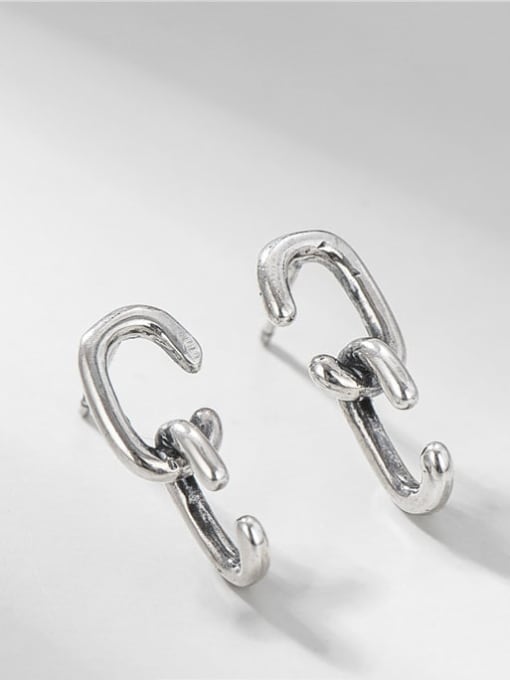 Hand in hand C-shaped Earrings 925 Sterling Silver Irregular Vintage Drop Earring