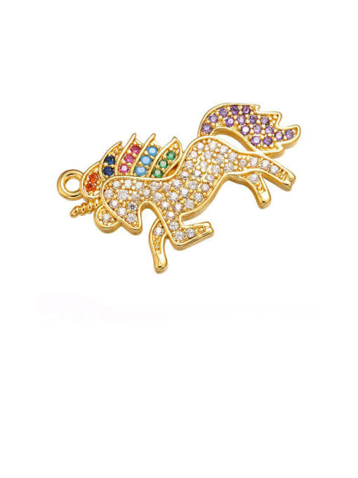 Vd471 golden sky horse Brass Cubic Zirconia Micro Inlay Horse Pendant