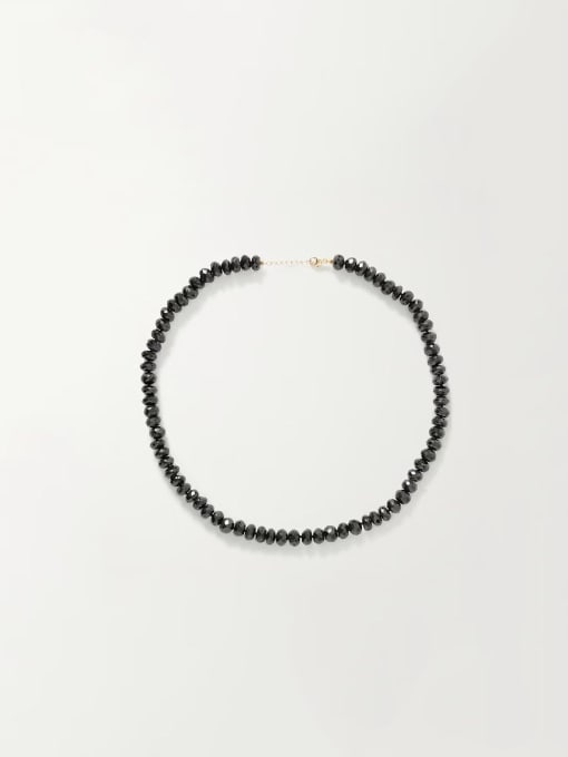W.BEADS Titanium Steel Natural Stone Black Geometric Trend Beaded Necklace