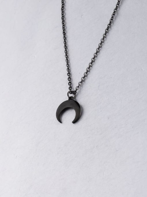 black Stainless steel Moon Minimalist Necklace