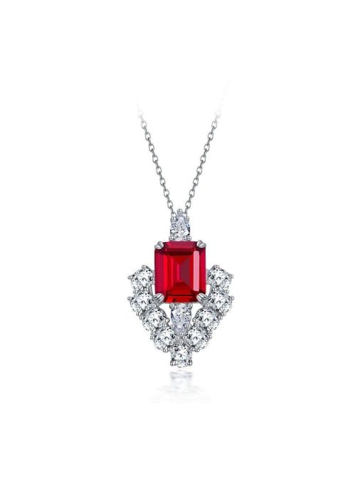 A&T Jewelry 925 Sterling Silver High Carbon Diamond Red Luxury pendant 0