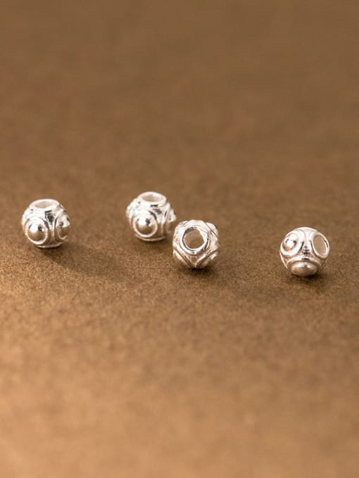 FAN S925 Plain Silver 4mm Pattern Bracelet Ball Beads 2