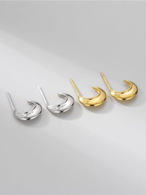Semicircular Earrings 925 Sterling Silver Geometric Minimalist Stud Earring