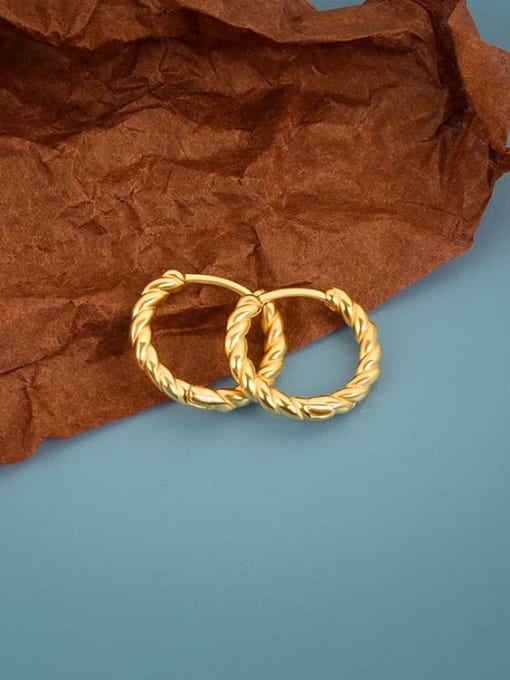 Gold 925 Sterling Silver Geometric Minimalist Hoop Earring