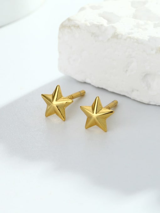 Jewel-Silver 925 Sterling Silver Pentagram Minimalist Stud Earring 2