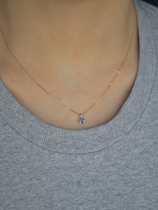 ZEMI 925 Sterling Silver Crystal Blue Geometric Dainty Necklace 3