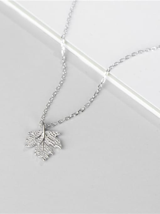 Platinum necklace 925 Sterling Silver Leaf Minimalist Necklace