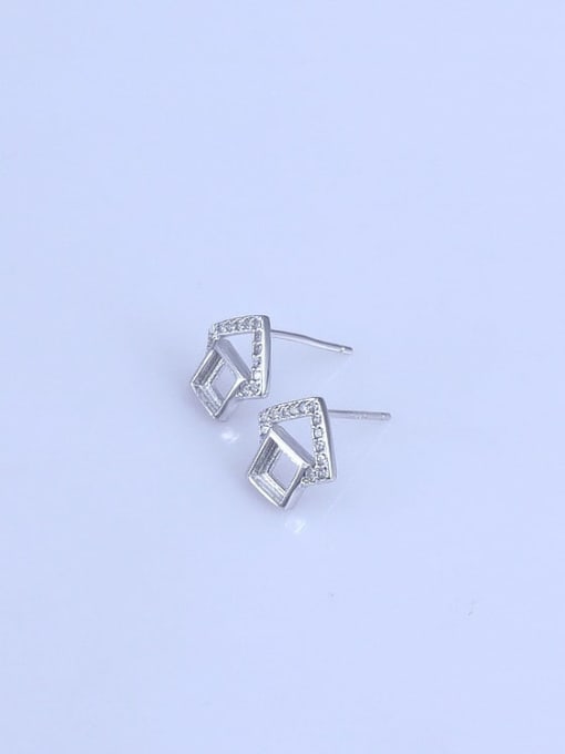 Supply 925 Sterling Silver 18K White Gold Plated Geometric Earring Setting Stone size: 4*4mm 2