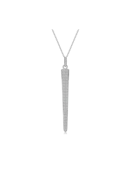 A&T Jewelry 925 Sterling Silver Cubic Zirconia Cone Luxury Necklace 0