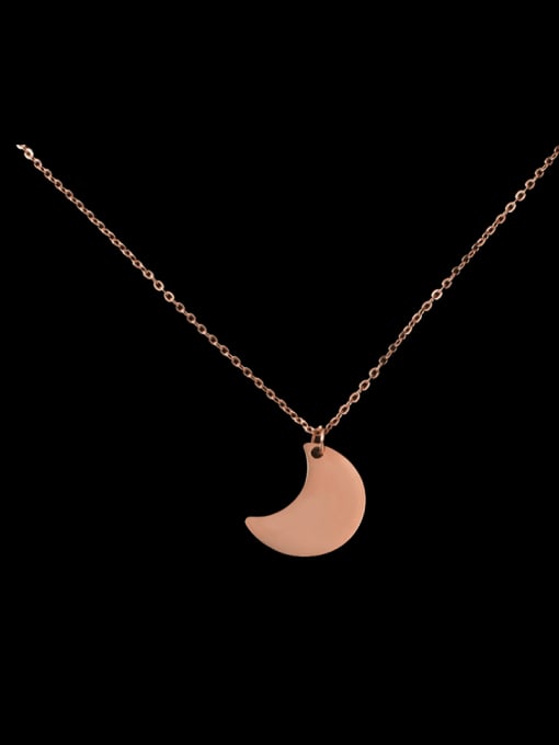 rose gold Stainless steel  Minimalist Moon Pendant Necklace