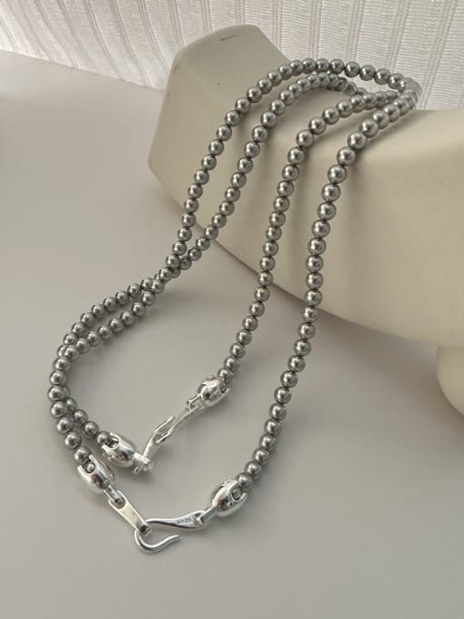 Silver Necklace 925 Sterling Silver Freshwater Pearl Irregular Vintage Beaded Necklace