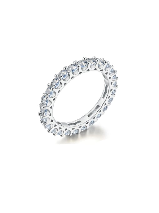 Silver ESD0043B 925 Sterling Silver Cubic Zirconia Geometric Minimalist Band Ring