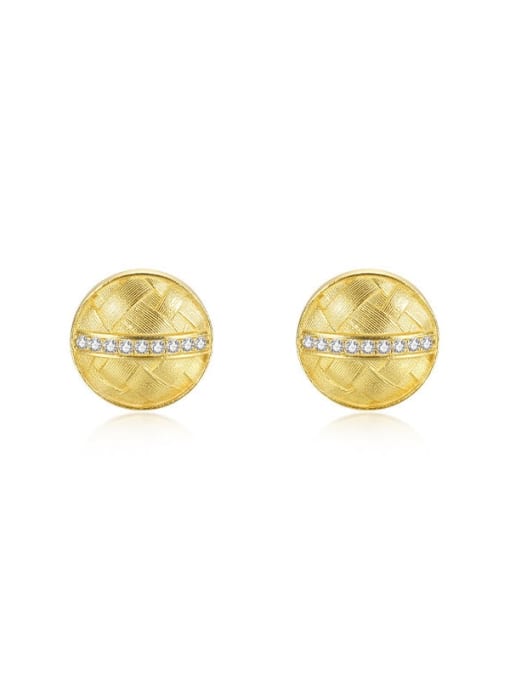 E3344 Gold 925 Sterling Silver Cubic Zirconia Round Dainty Stud Earring