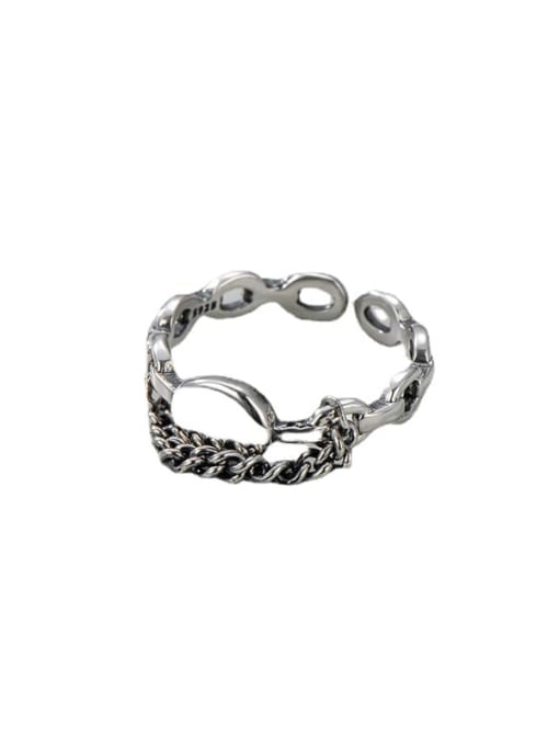 ARTTI 925 Sterling Silver Irregular Vintage Tassel Chain Stackable Ring 2