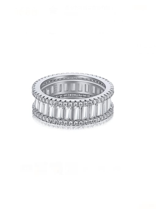 ()MM120058 925 Sterling Silver Cubic Zirconia Geometric Minimalist Band Ring