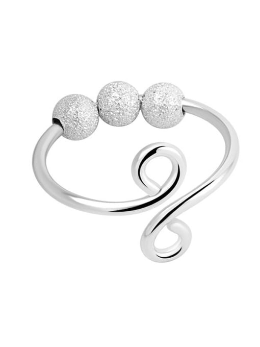 PNJ-Silver 925 Sterling Silver Bead Geometric Minimalist Bead Ring 0