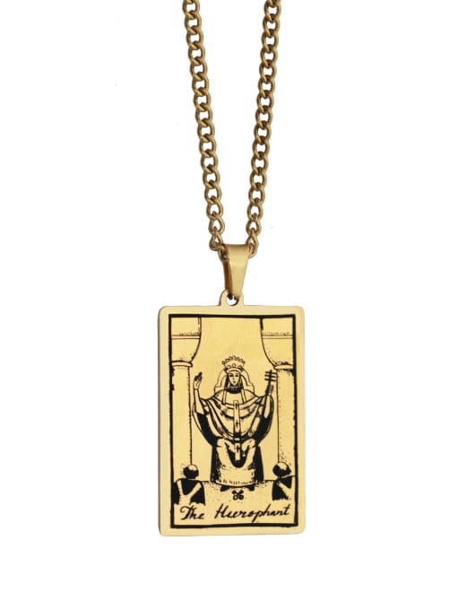 golden The Hierophant's Tarot hip hop stainless steel titanium steel necklace