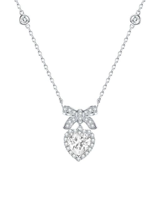 White Stone Necklace 925 Sterling Silver Cubic Zirconia Princess Necklace
