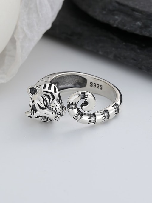 TAIS 925 Sterling Silver Tiger Vintage Band Ring 2