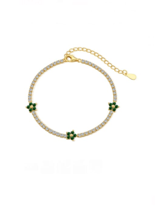 Turquoise DY150146 gold 925 Sterling Silver Cubic Zirconia Flower Luxury Bracelet