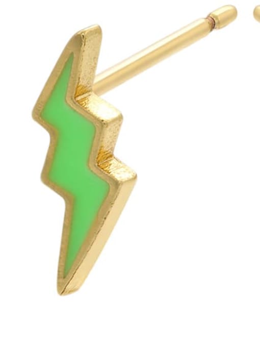 green Brass Enamel Geometric Minimalist Stud Earring